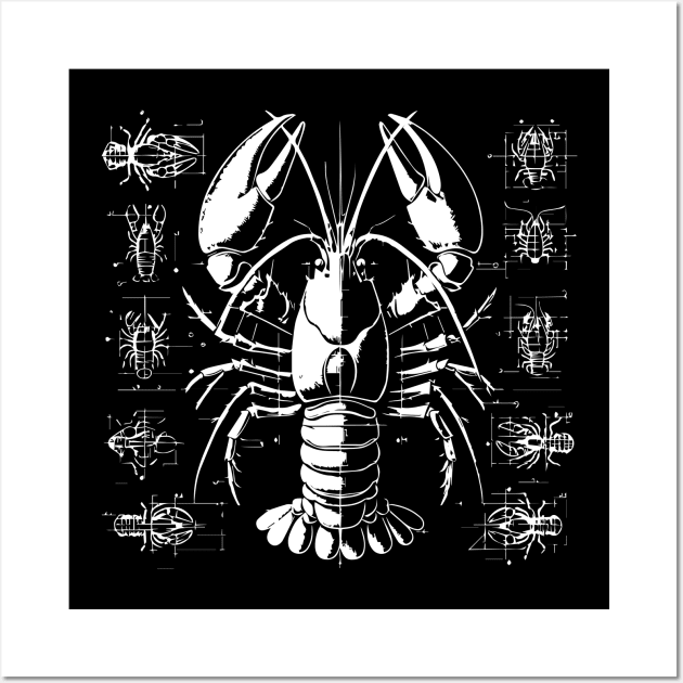 crayfish blueprint design Wall Art by lkn